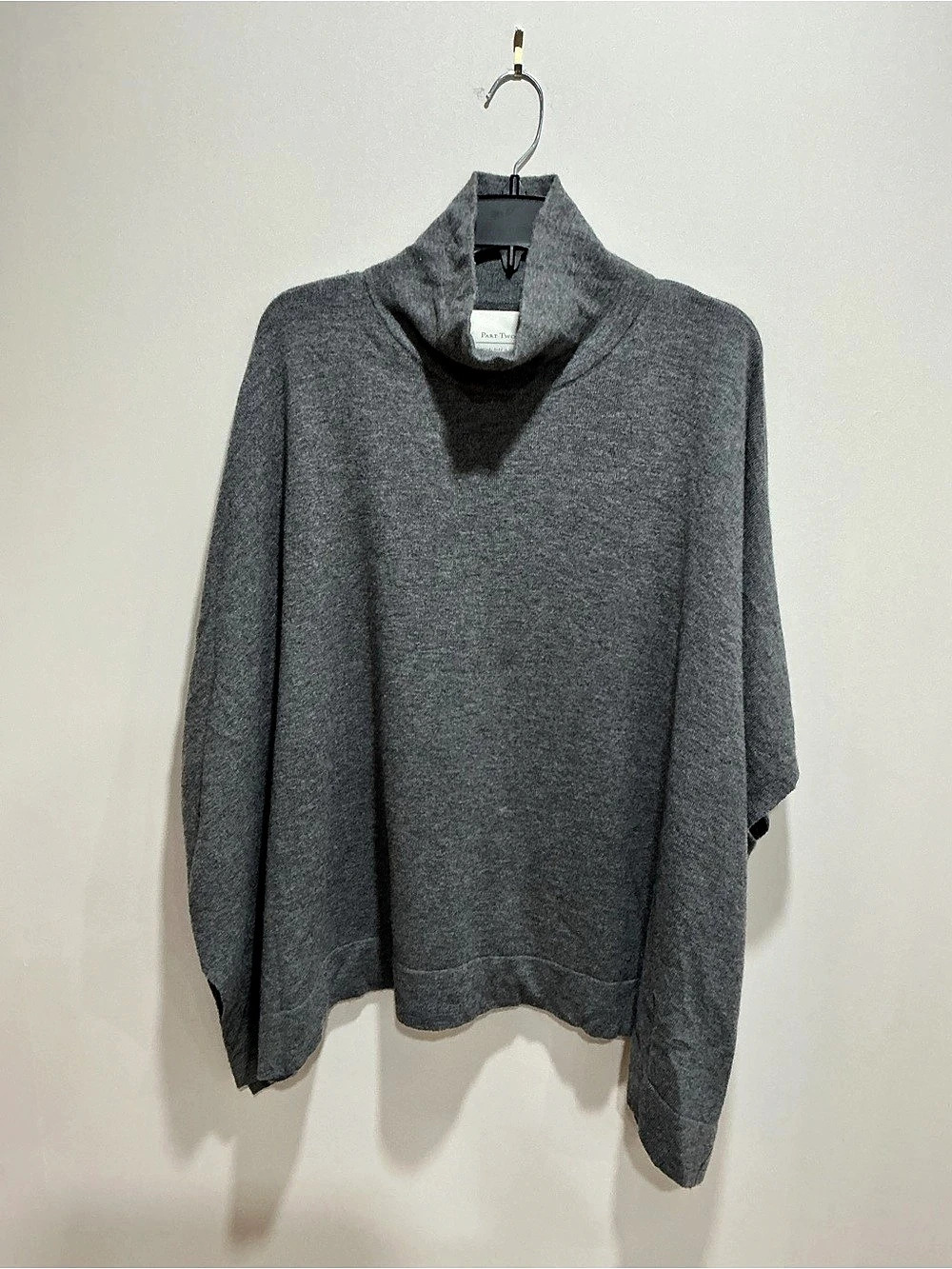 Part two Gray Cowl Neck Poncho Sweater size S/M wool cashmere’s blend